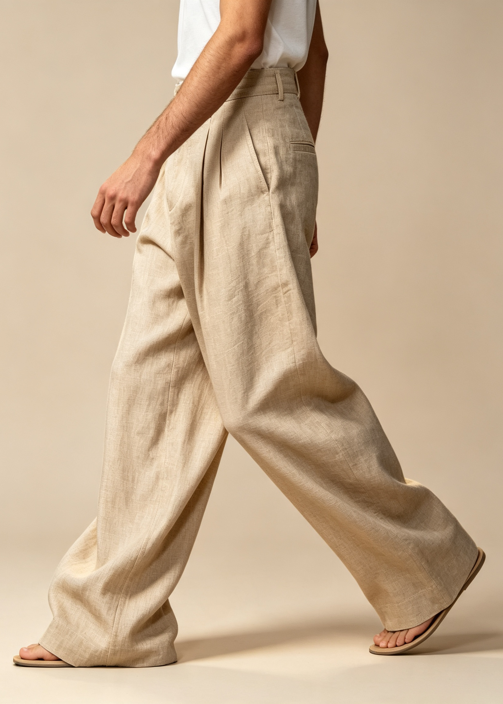 Men's Old Money Linen Wide Leg Trousers | Breathable Casual Pants