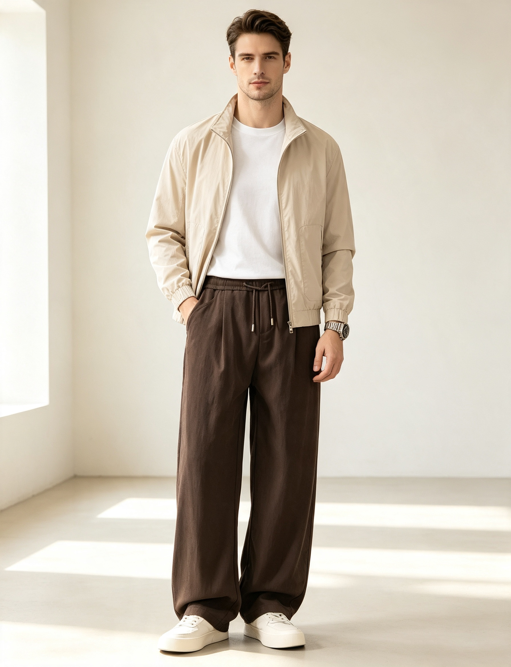 Men's Old Money Lyocell Tencel Straight-Leg Casual Trousers