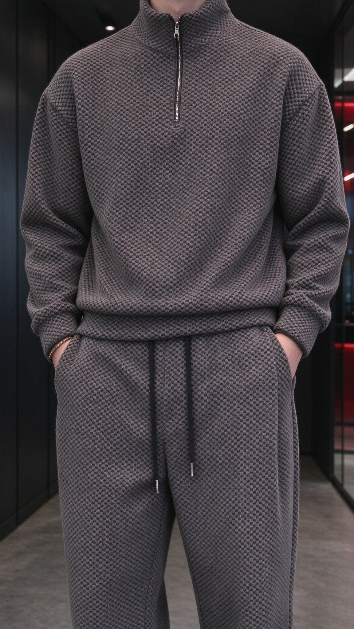 Men's Comfortable Houndstooth Tracksuit