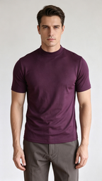 Men's Premium Mock Neck Fitted Short-Sleeve Base T-Shirt