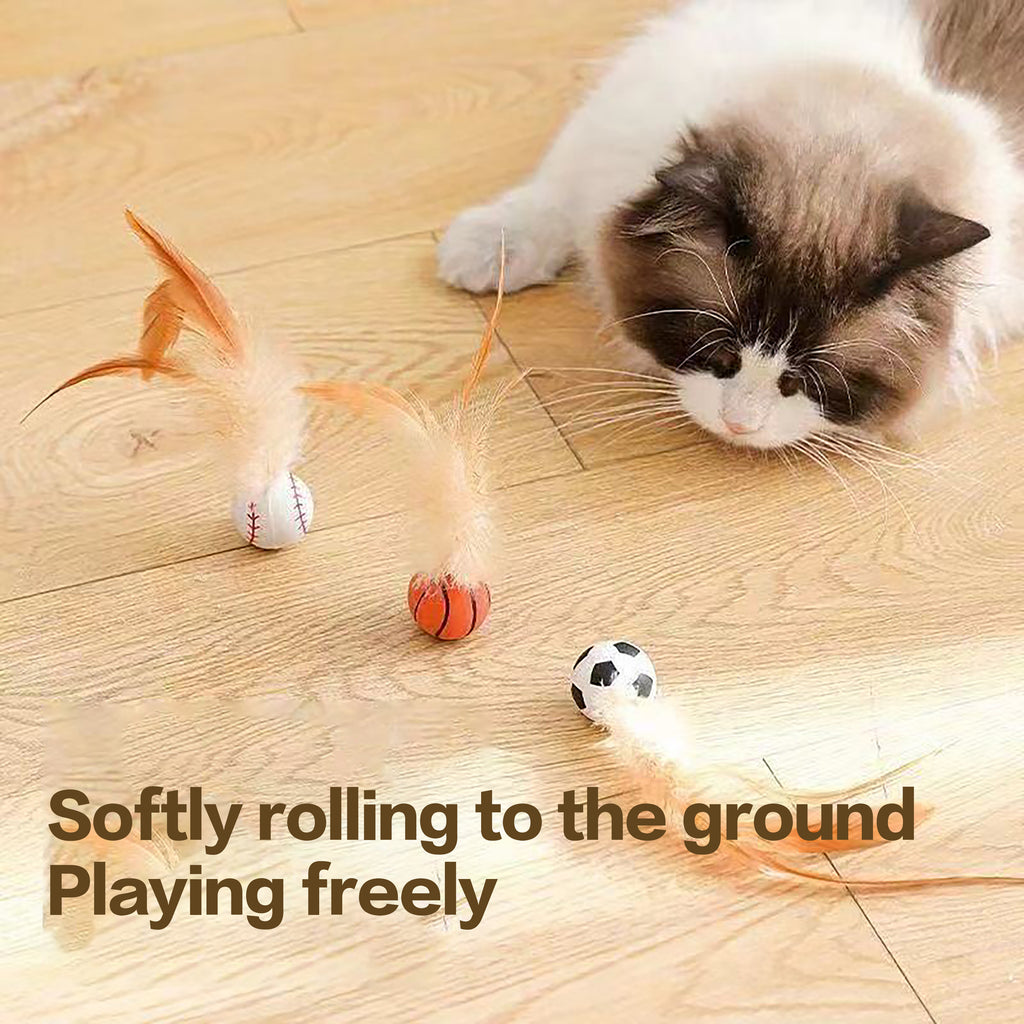 Pet Interactive Feather Bouncy Ball Toy
