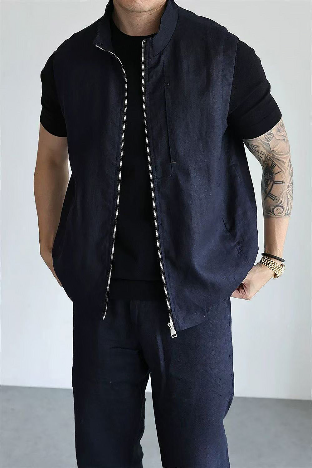 Men's Stand-Collar Textured Smart-Casual Business Vest