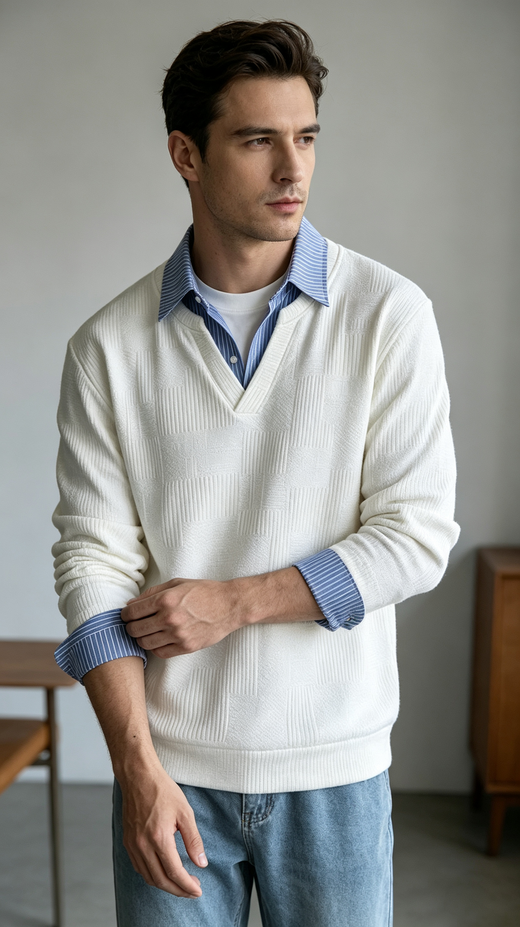 Men's Casual Mock Two-Piece Sweatshirt