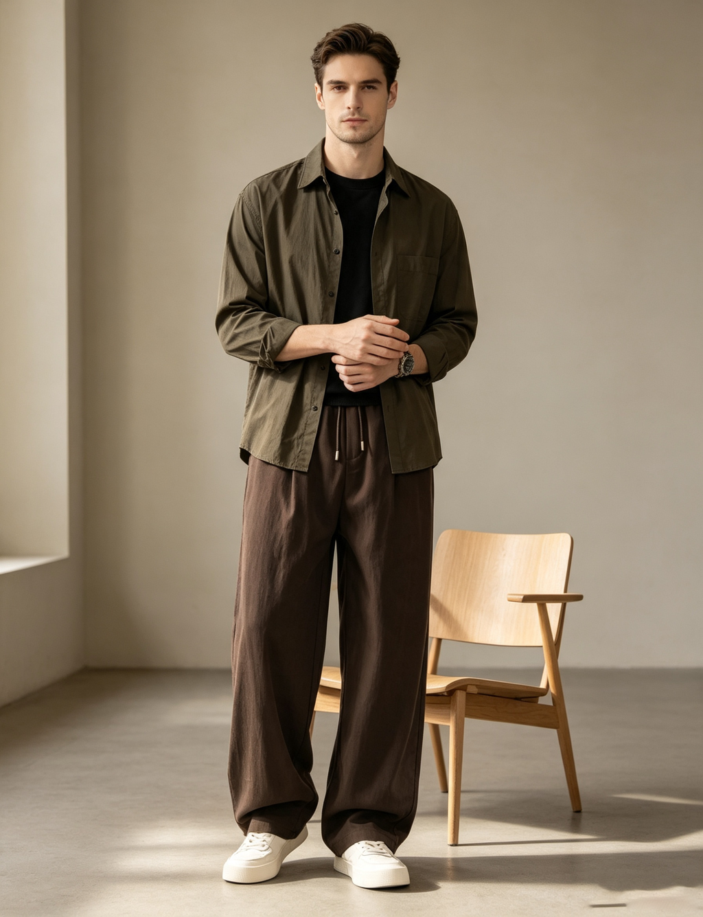 Men's Old Money Lyocell Tencel Straight-Leg Casual Trousers