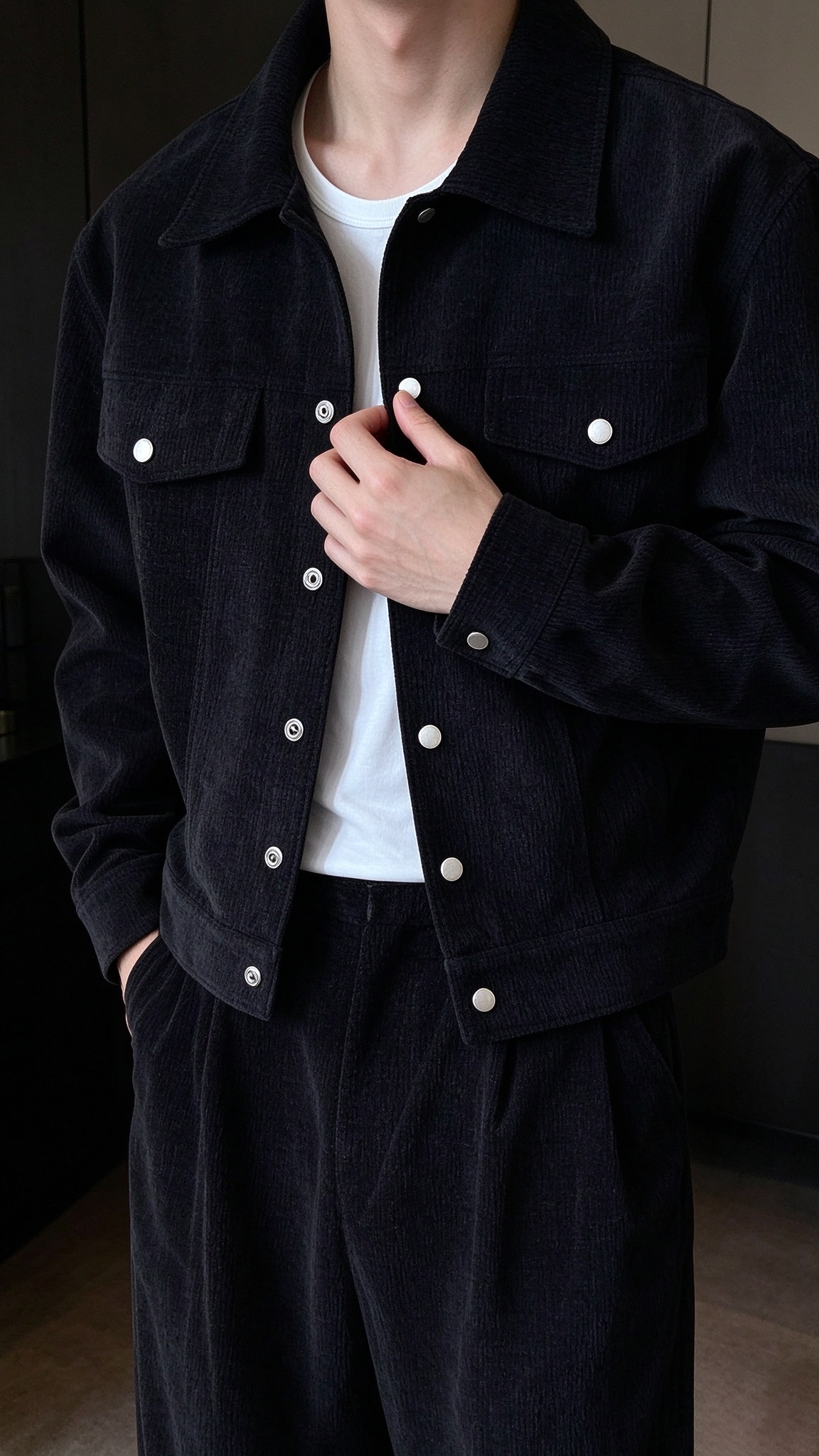 Men's Chenille Collared Jacket Set