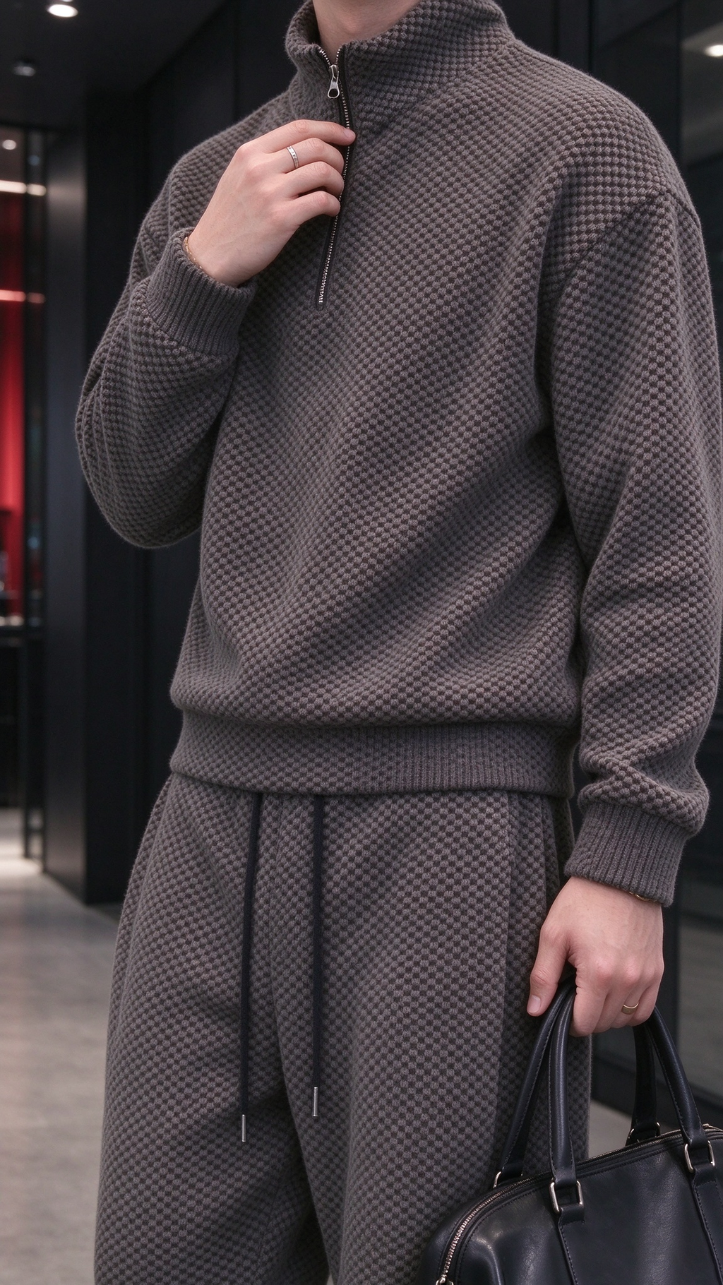Men's Comfortable Houndstooth Tracksuit