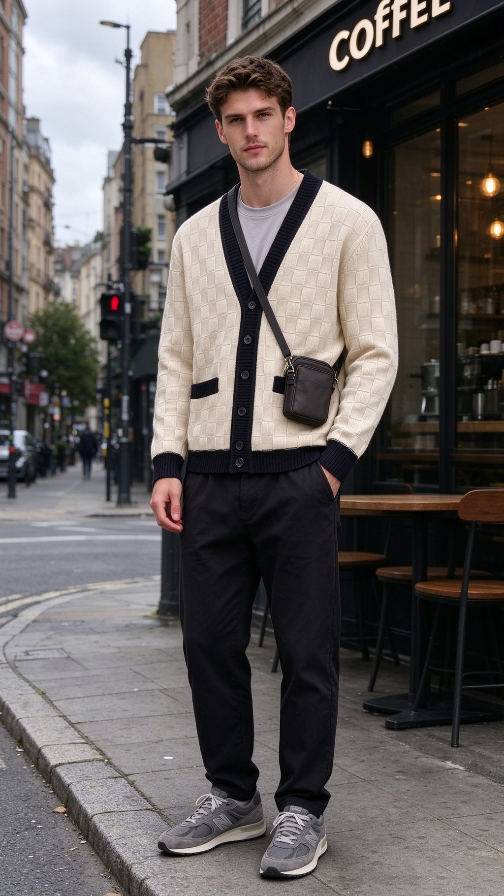 Men’s Comfortable Contrast-Trim Knit Cardigan