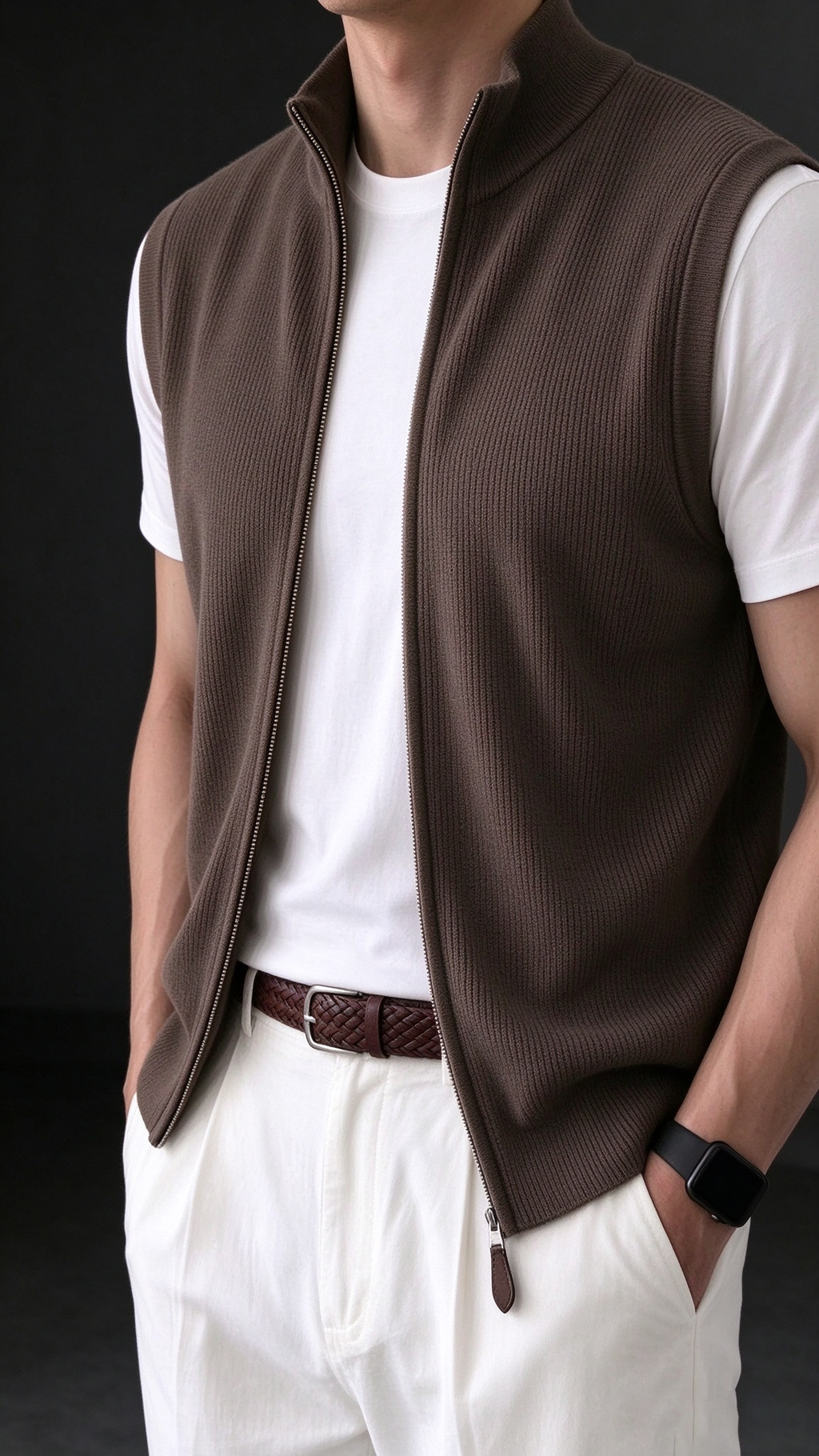 Men's Comfortable Knit Zip-Up Vest