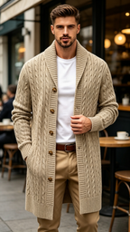 Men's Vintage Longline Knit Cardigan Sweater