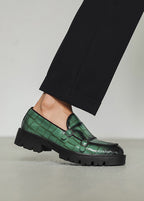 Men’s Double Buckle Chunky Sole Loafers – Retro Slip-On Dress Shoes