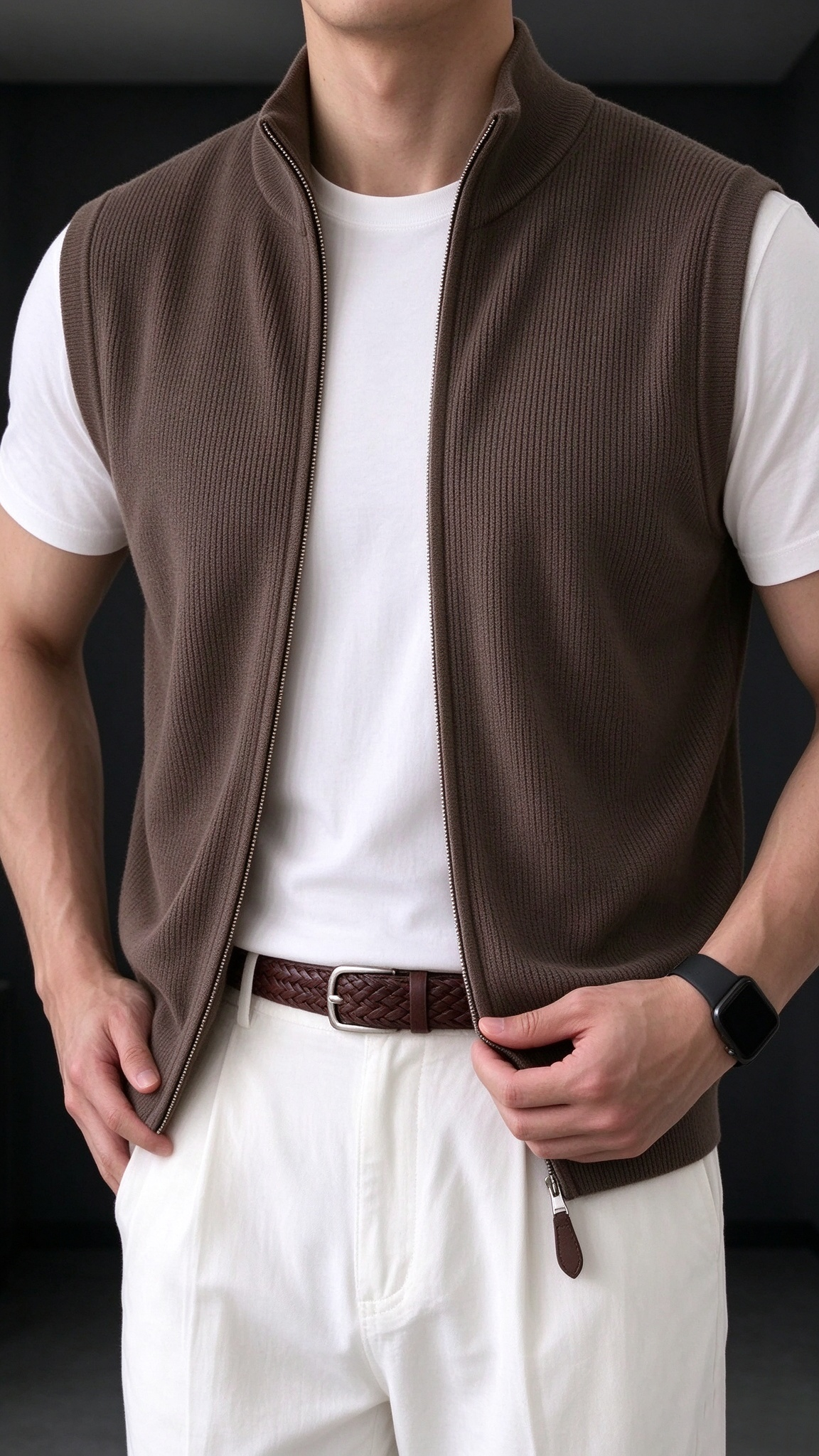 Men's Comfortable Knit Zip-Up Vest