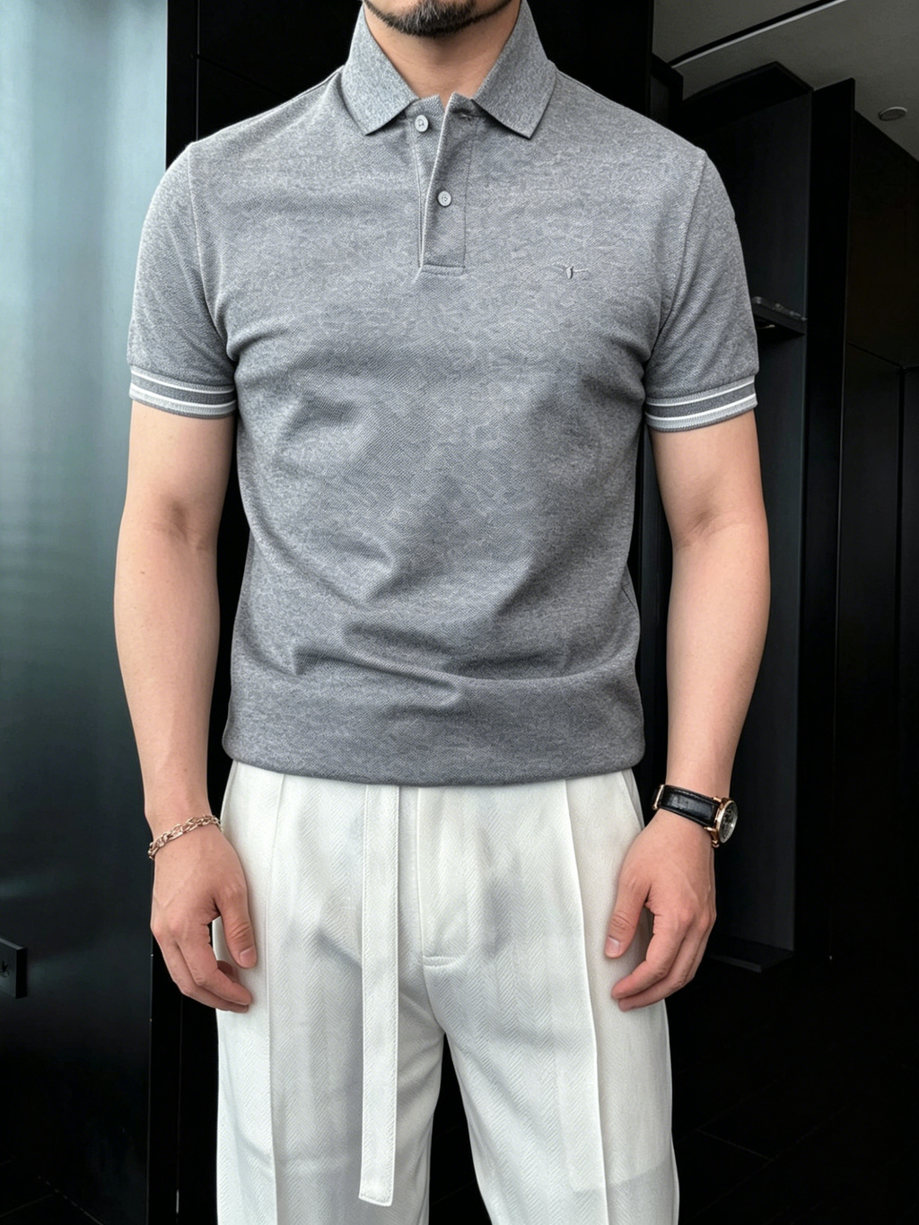 Men's High-Quality Breathable Little Bee Embroidered Polo Shirt