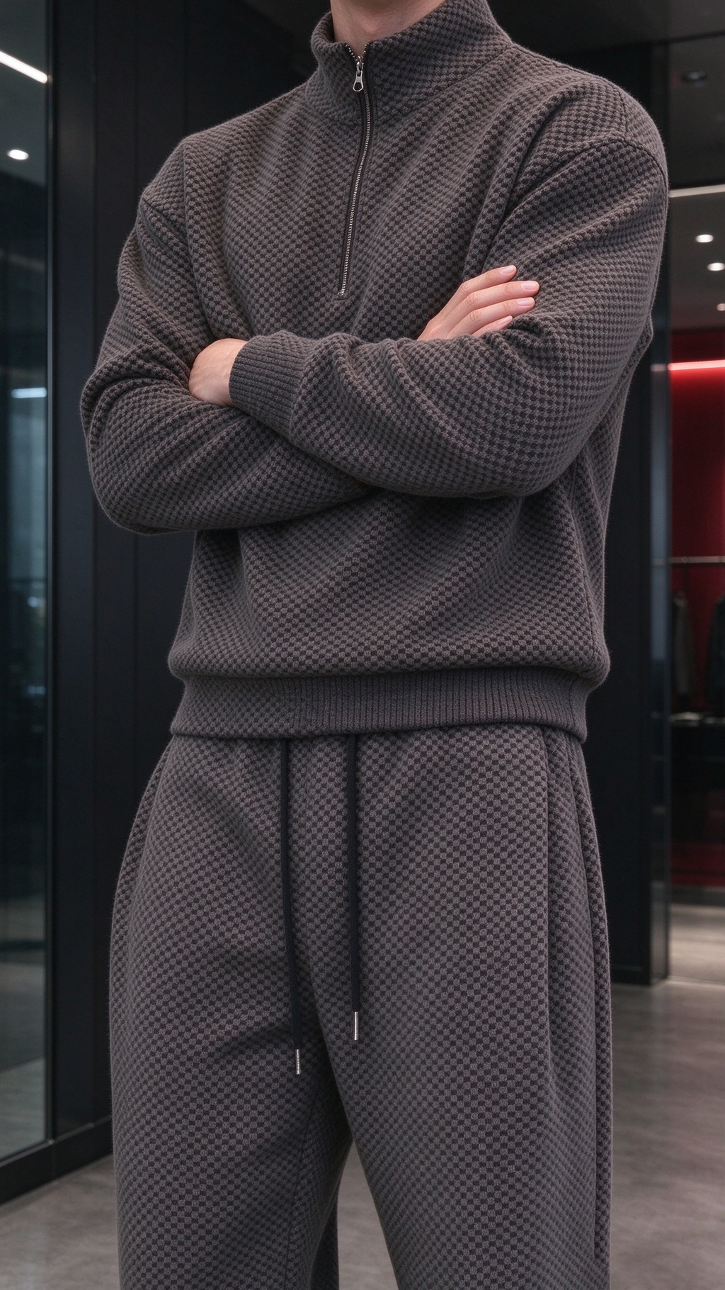 Men's Comfortable Houndstooth Tracksuit