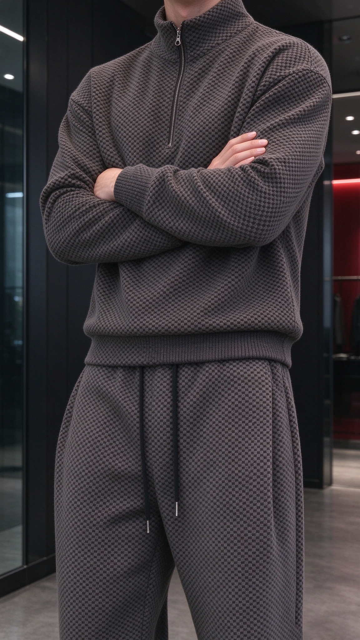 Men's Comfortable Houndstooth Tracksuit