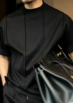 Men's Minimalist Urban Lounge Set – Premium Crew Neck T-Shirt & Tailored Shorts Two-Piece Outfit