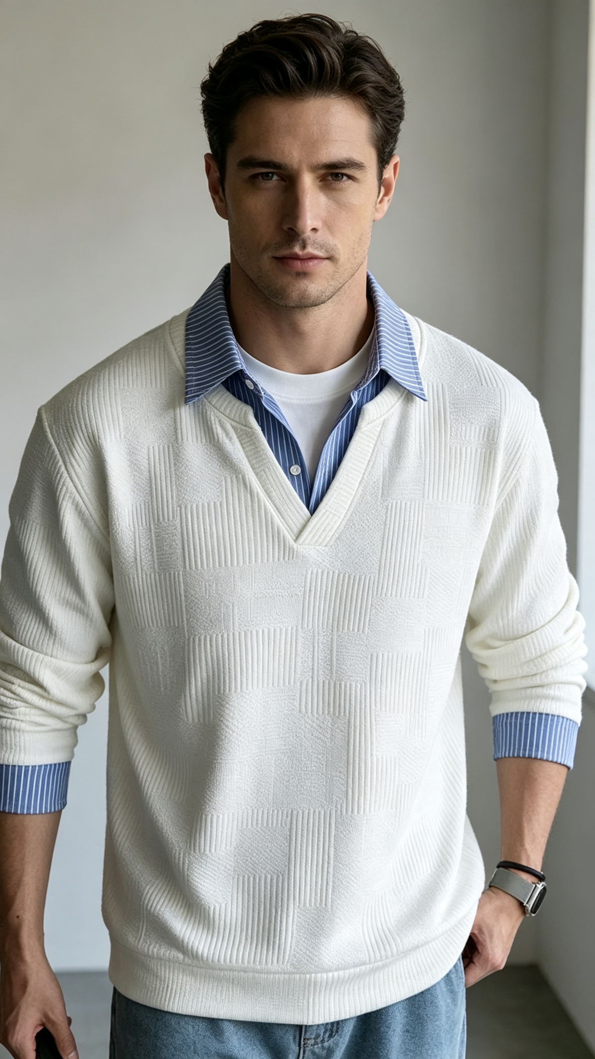 Men's Casual Mock Two-Piece Sweatshirt