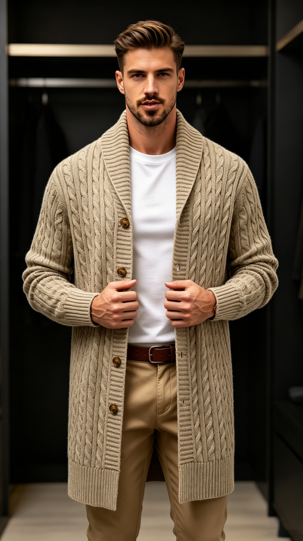 Men's Vintage Longline Knit Cardigan Sweater