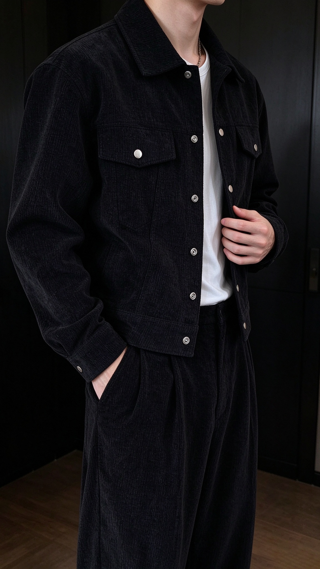 Men's Chenille Collared Jacket Set