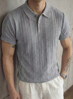 Men's Premium Vintage Striped Knit Polo Shirt