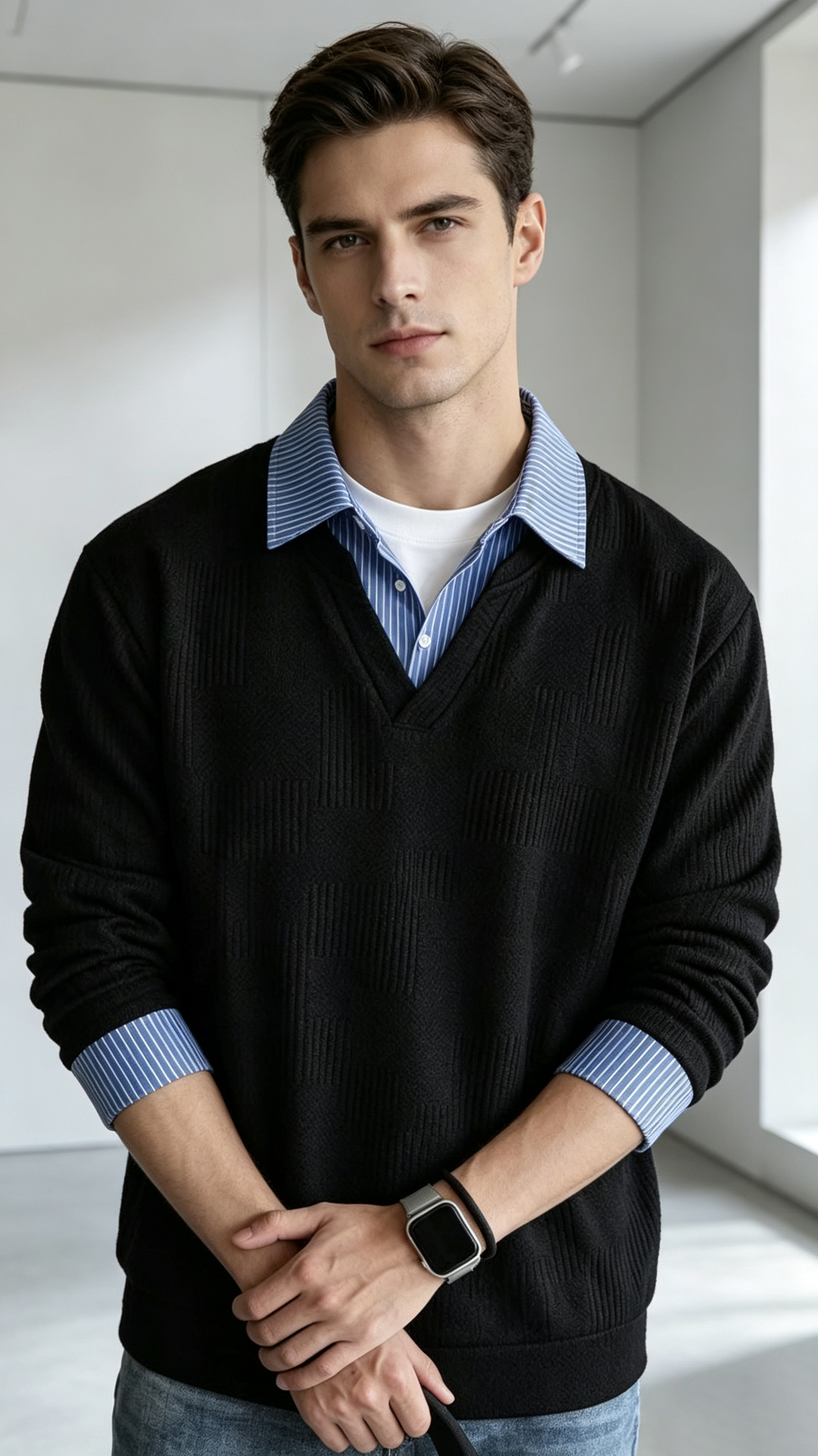 Men's Casual Mock Two-Piece Sweatshirt