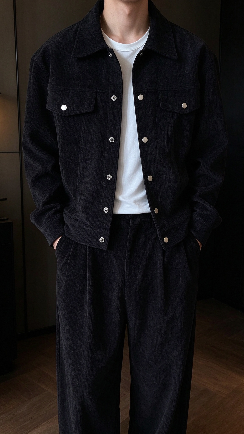 Men's Chenille Collared Jacket Set