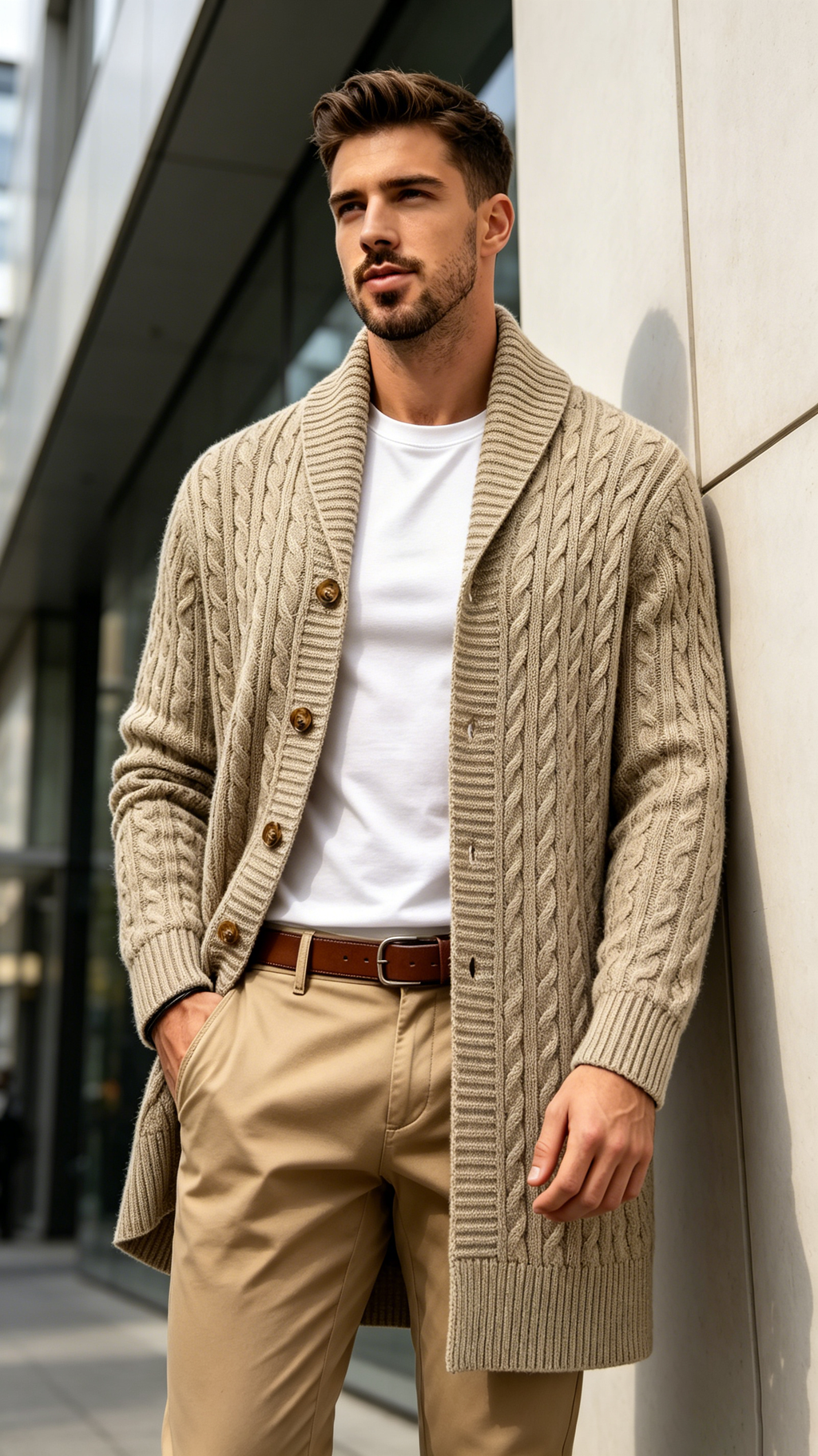 Men's Vintage Longline Knit Cardigan Sweater