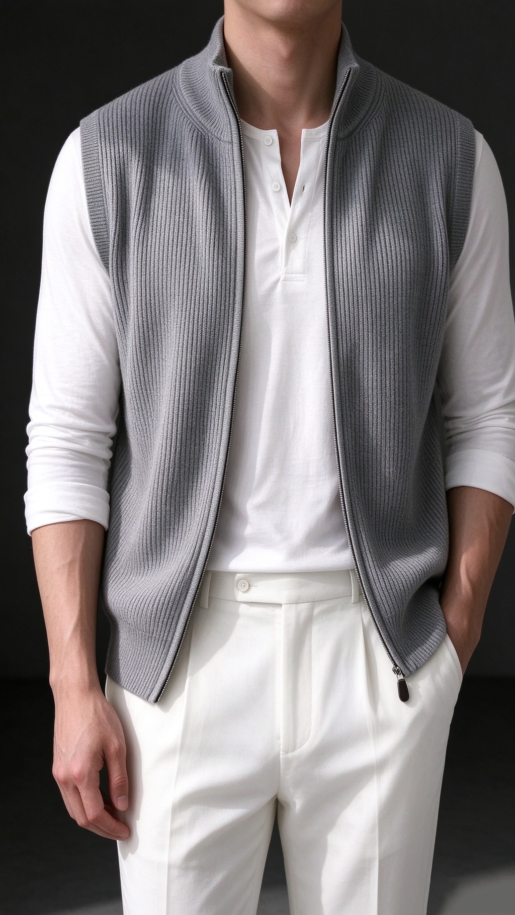 Men's Comfortable Knit Zip-Up Vest