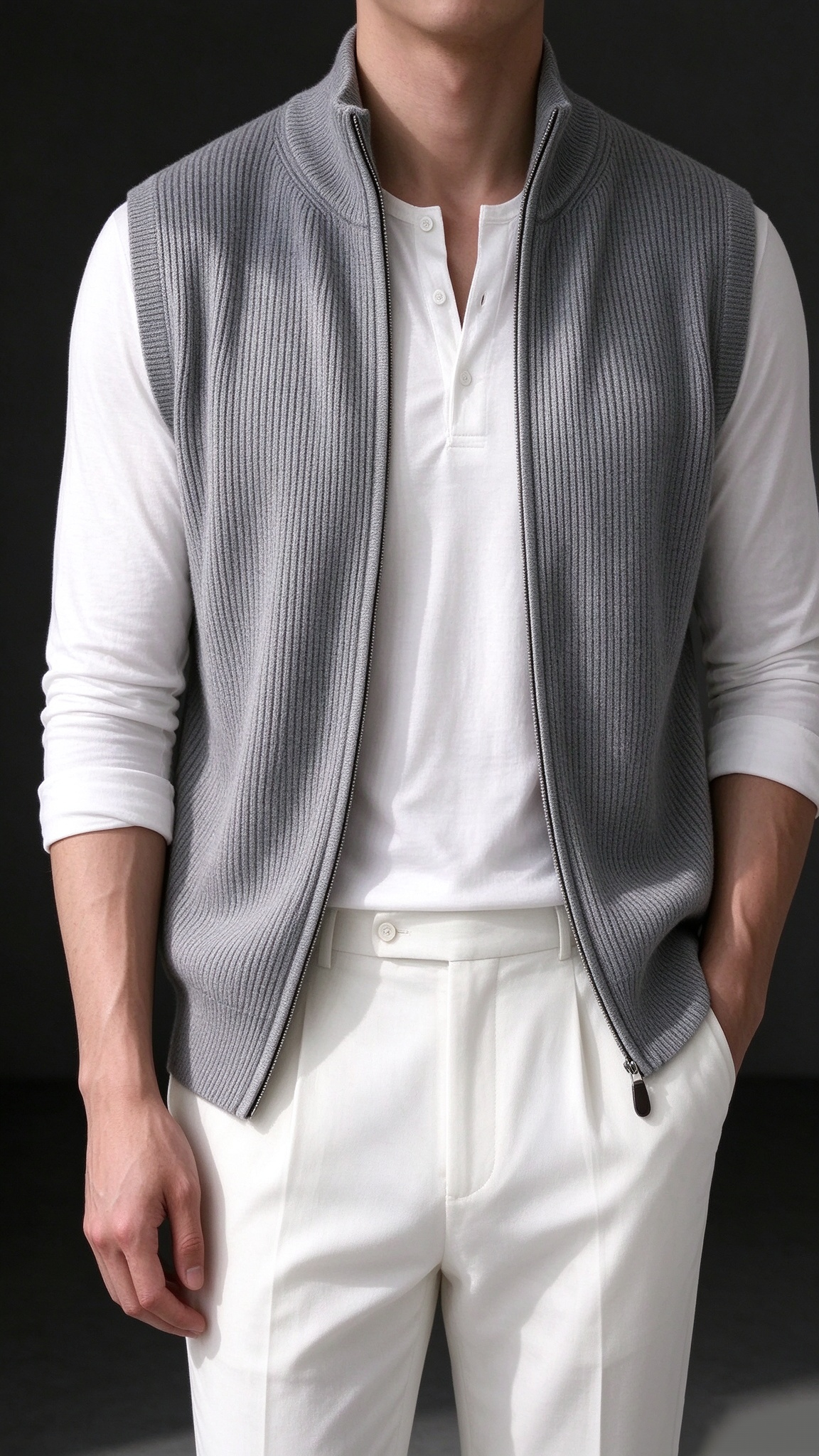 Men's Comfortable Knit Zip-Up Vest