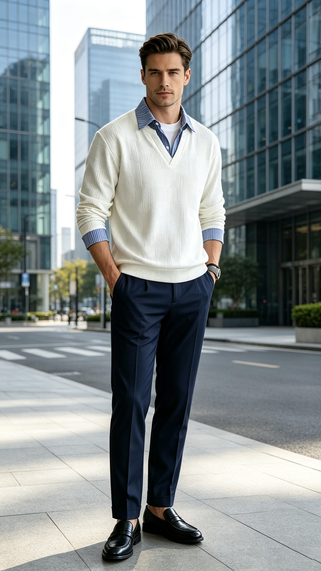 Men's Casual Mock Two-Piece Sweatshirt