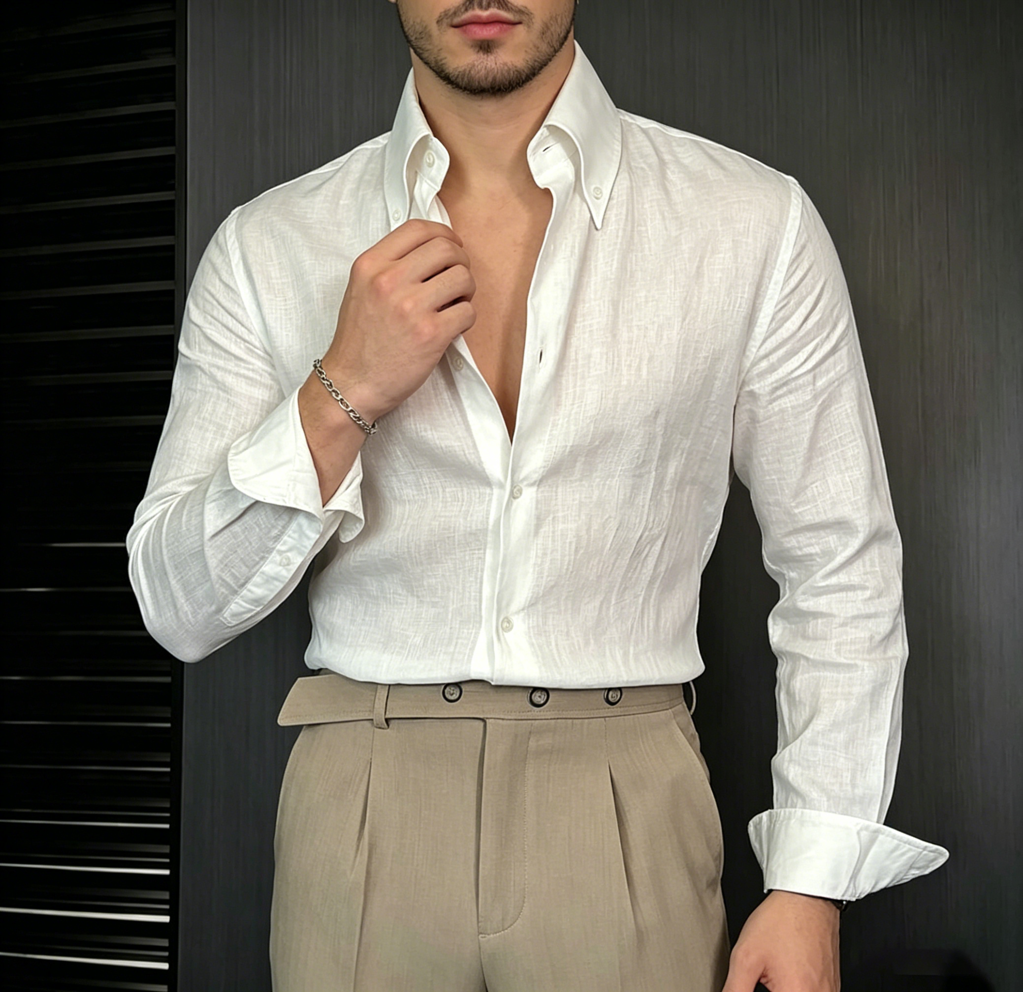 Men's Premium Solid Color Casual Slim-Fit Shirt