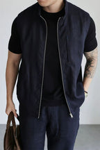 Men's Stand-Collar Textured Smart-Casual Business Vest