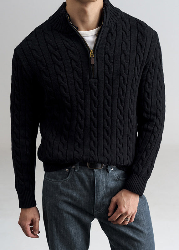 Men's Old Money Cable Knit Quarter-Zip Sweater