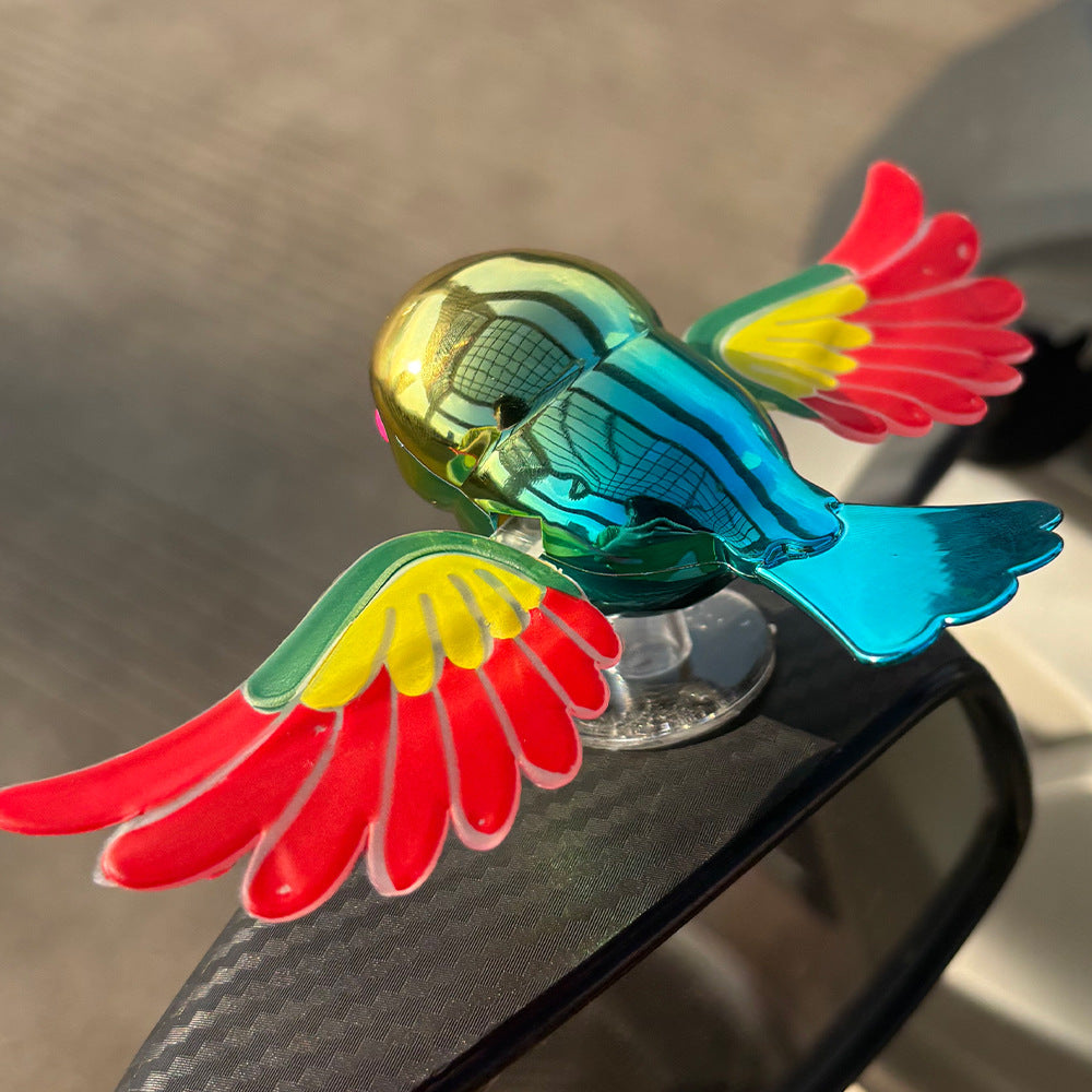 Cute Flying Companion Bird Car Ornament - Wind-Powered Flapping Wings Decoration for Dashboard, Roof, Mirror & Motorcycle