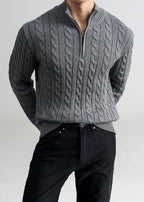 Men's Old Money Cable Knit Quarter-Zip Sweater