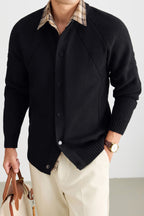 Men's Casual 2-in-1 Layered Knitwear Sweater with Plaid Collar Trim