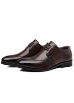 Men’s Embossed Leather Loafers – Slip-On Business Dress Shoes with Embroidered Detail