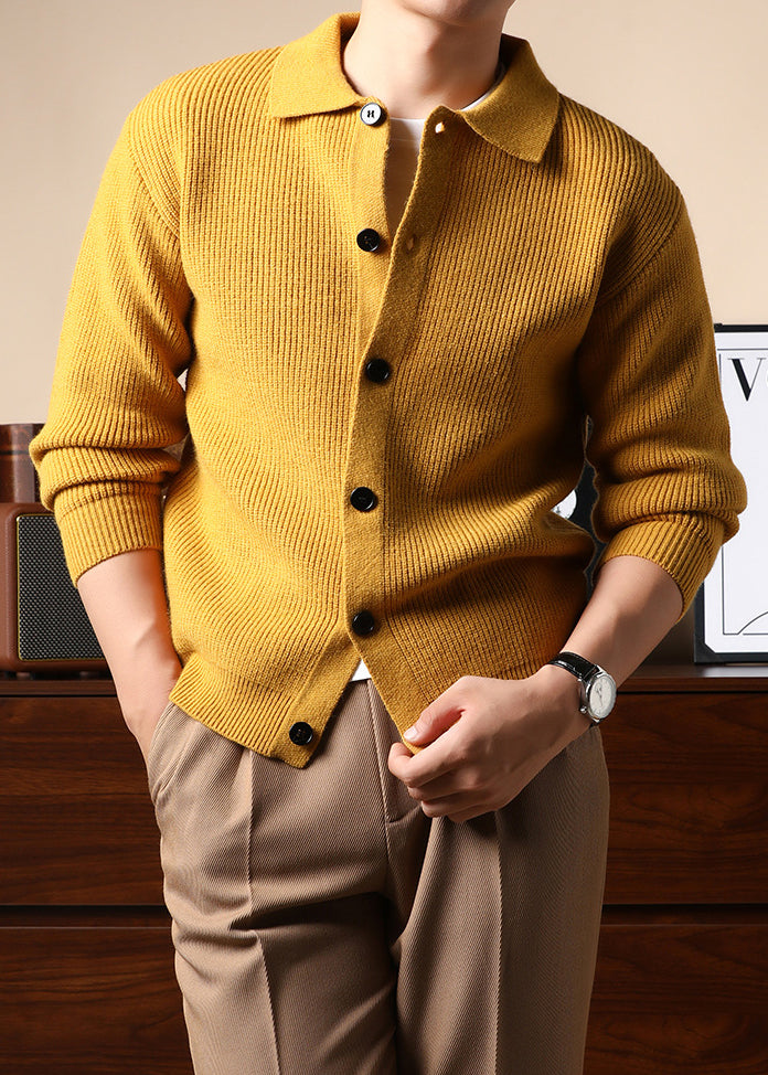Men's Classic Knit Polo Cardigan – Long Sleeve Button-Up Sweater Jacket