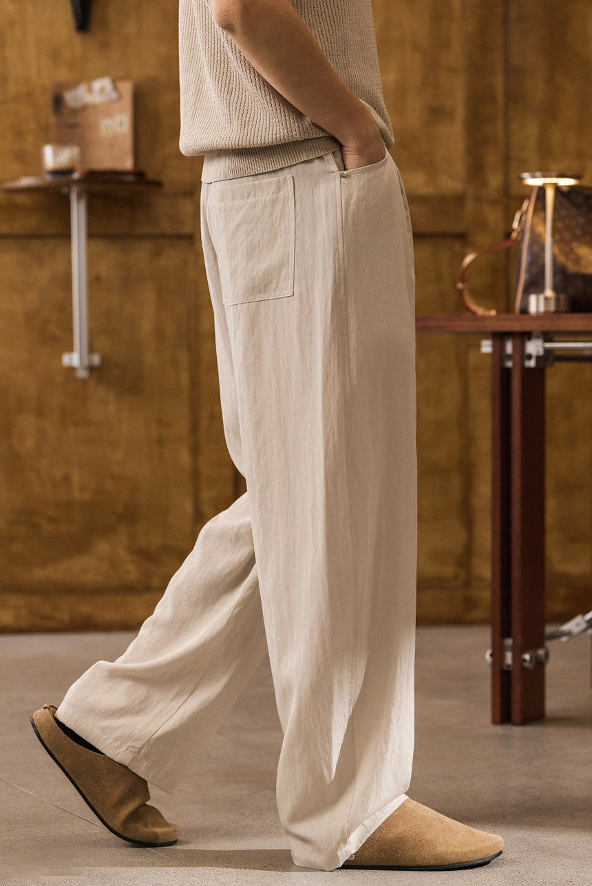 Men's Old Money Lyocell Tencel Straight-Leg Casual Trousers