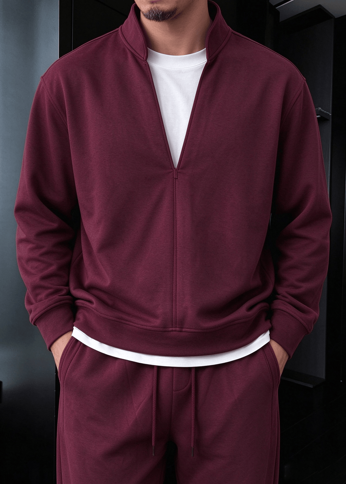 Men’s Bordeaux Tracksuit Set | Old Money Sweatshirt & Pants
