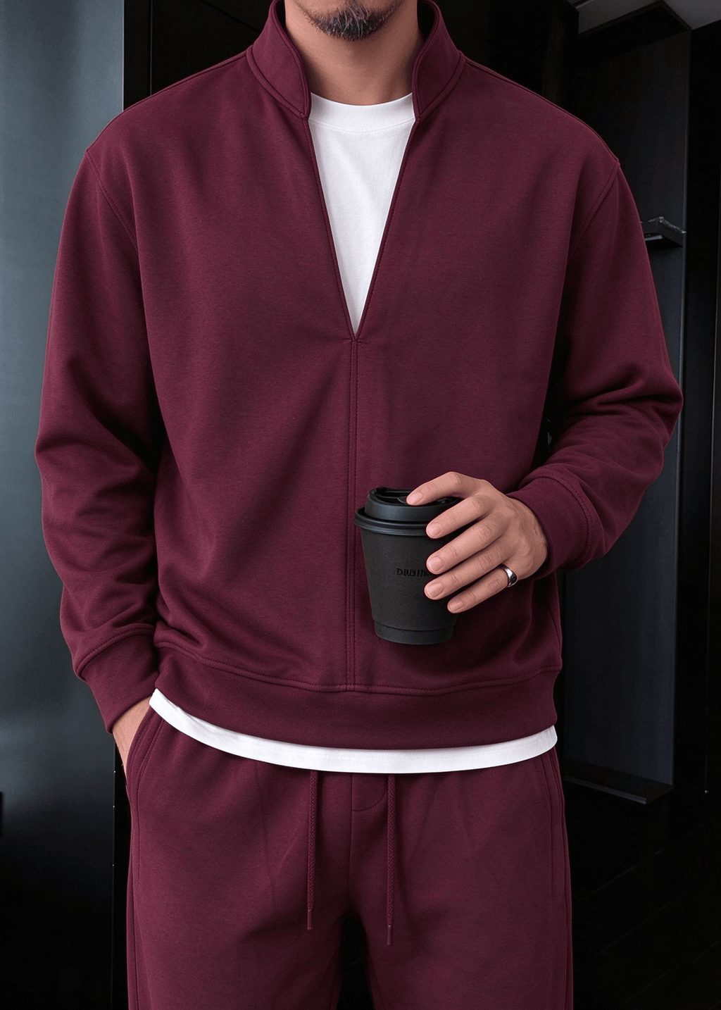 Men’s Bordeaux Tracksuit Set | Old Money Sweatshirt & Pants