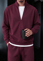 Men’s Bordeaux Tracksuit Set | Old Money Sweatshirt & Pants