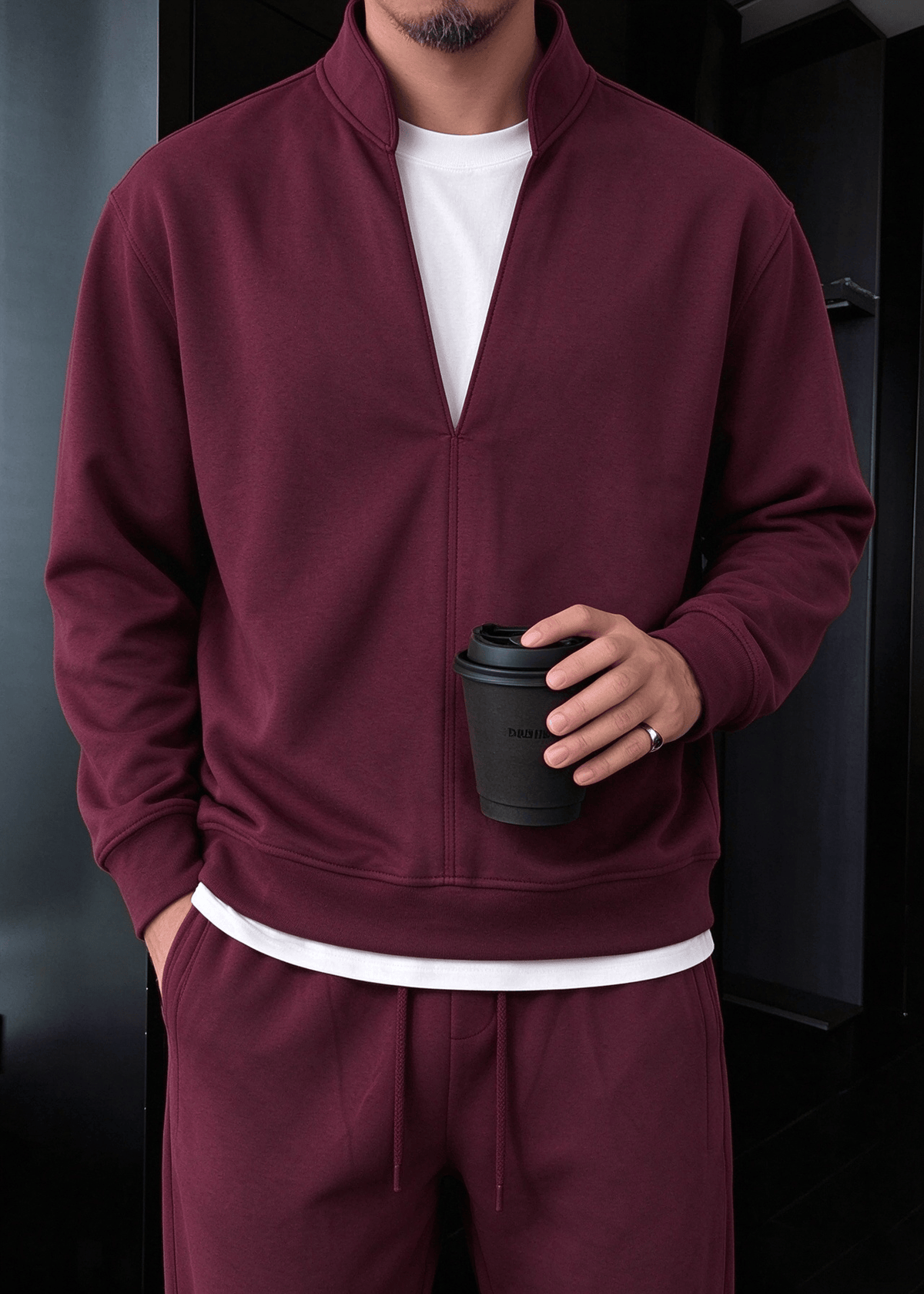 Men’s Bordeaux Tracksuit Set | Old Money Sweatshirt & Pants
