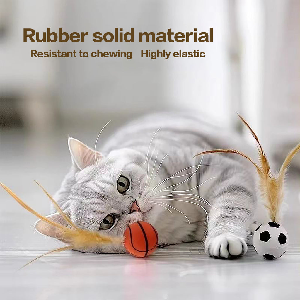 Pet Interactive Feather Bouncy Ball Toy