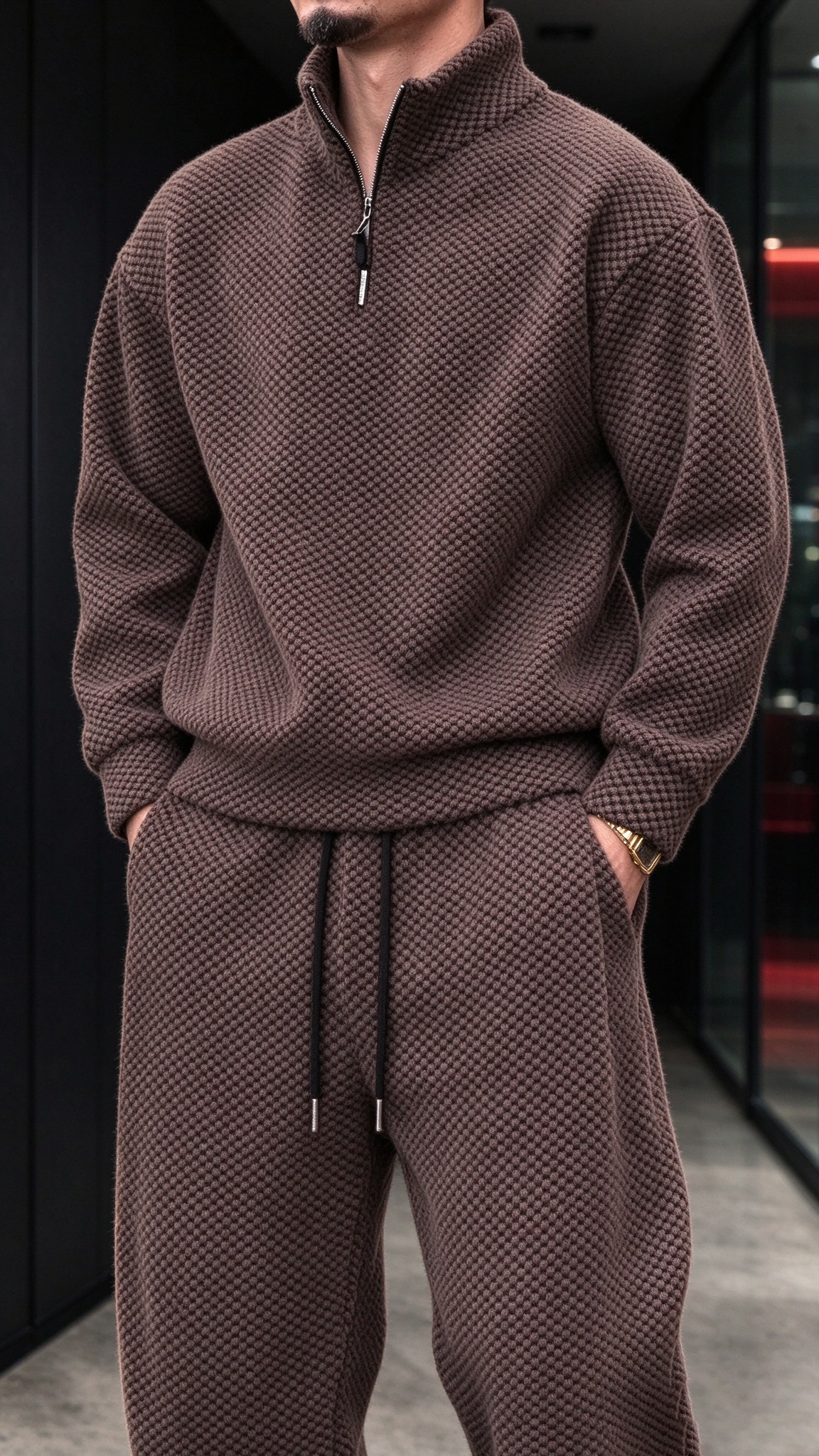 Men's Comfortable Houndstooth Tracksuit