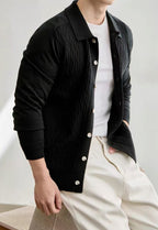 Men's Casual Polo Collar Button-Up Knit Cardigan
