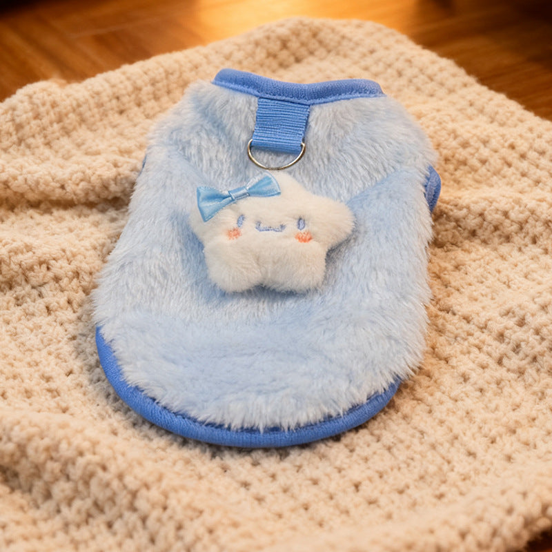 Soft Plush Pet Vest for Dogs & Cats – Breathable Derong Cotton Anti-Shedding Outfit