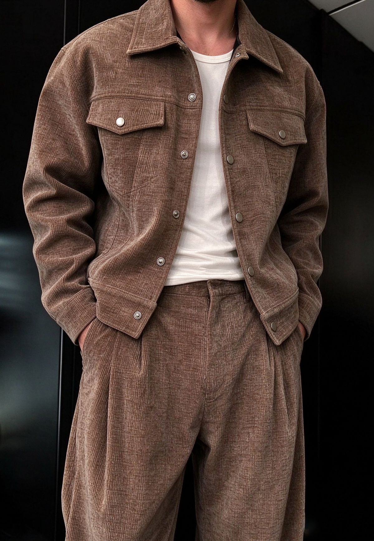 Men's Chenille Collared Jacket Set