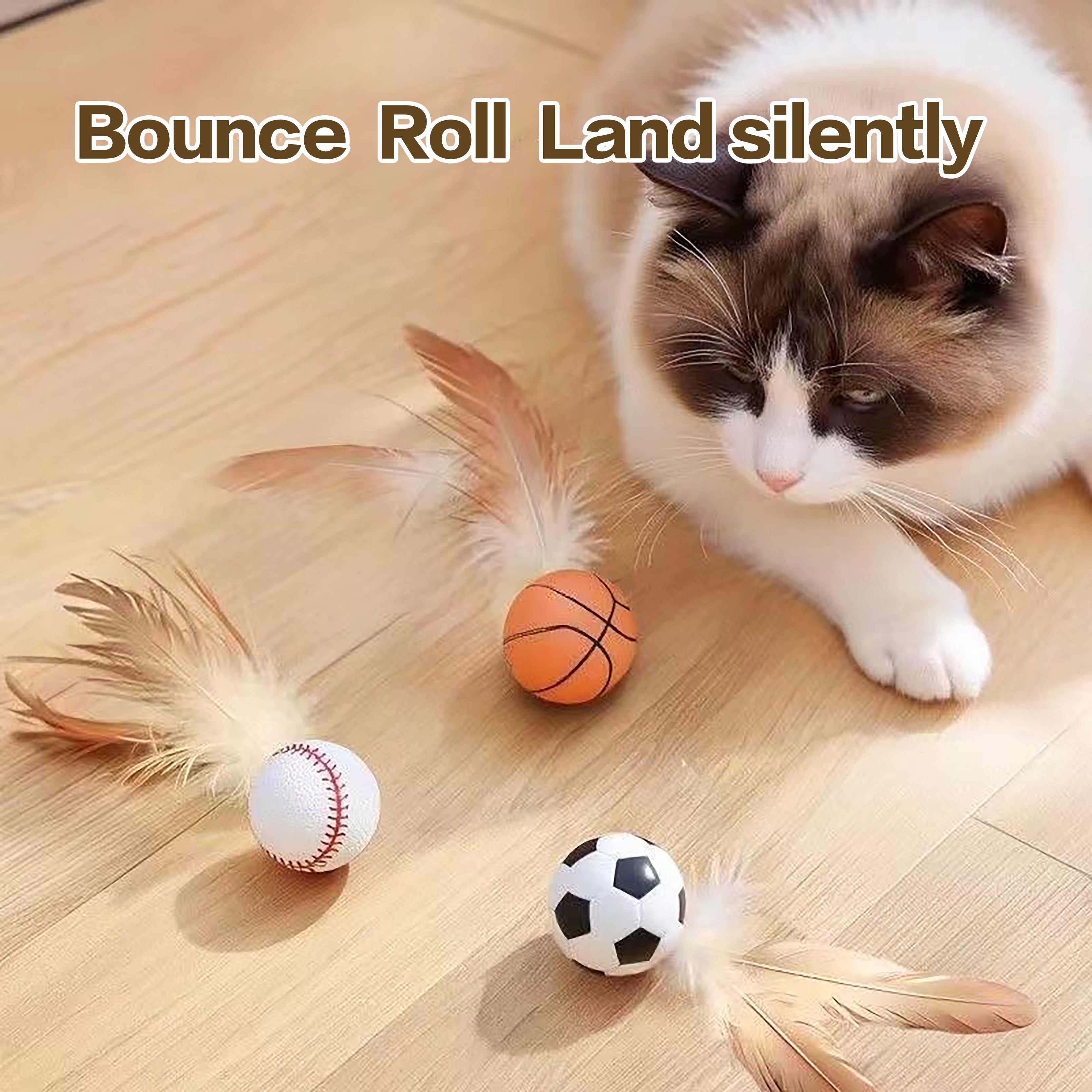 Pet Interactive Feather Bouncy Ball Toy
