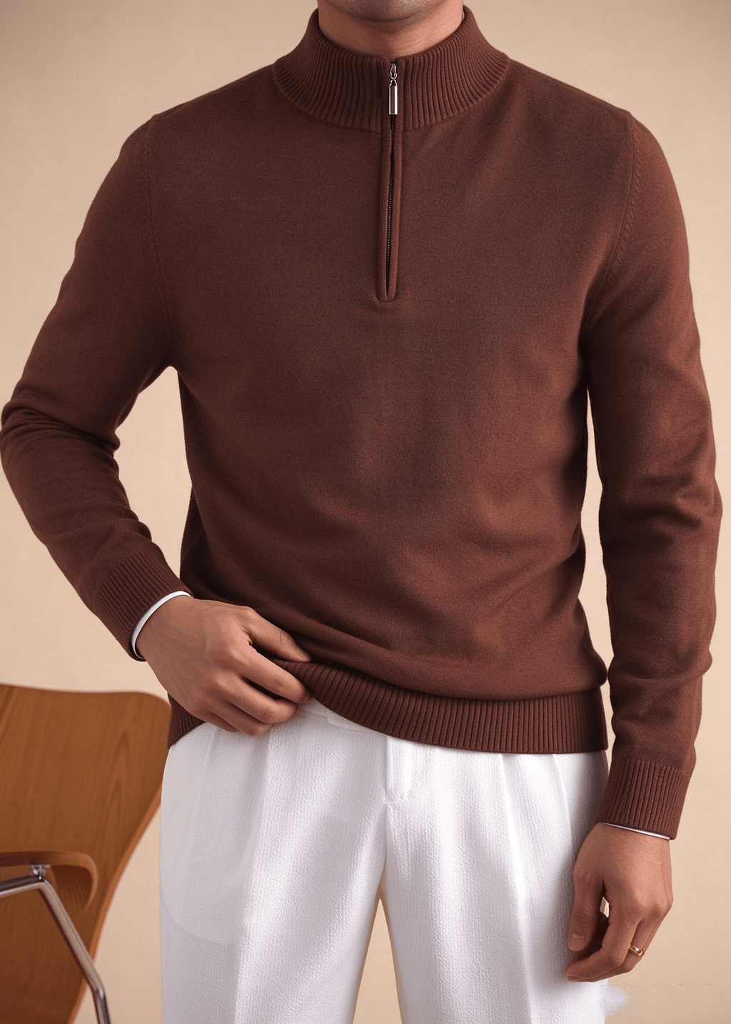 Men’s Quarter-Zip Mock Neck Sweater – Slim Fit Anti-Pilling Knit Pullover