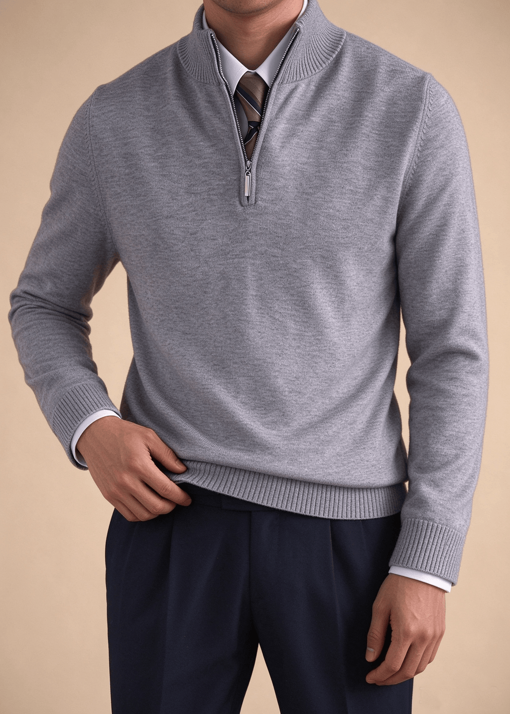 Men’s Quarter-Zip Mock Neck Sweater – Slim Fit Anti-Pilling Knit Pullover